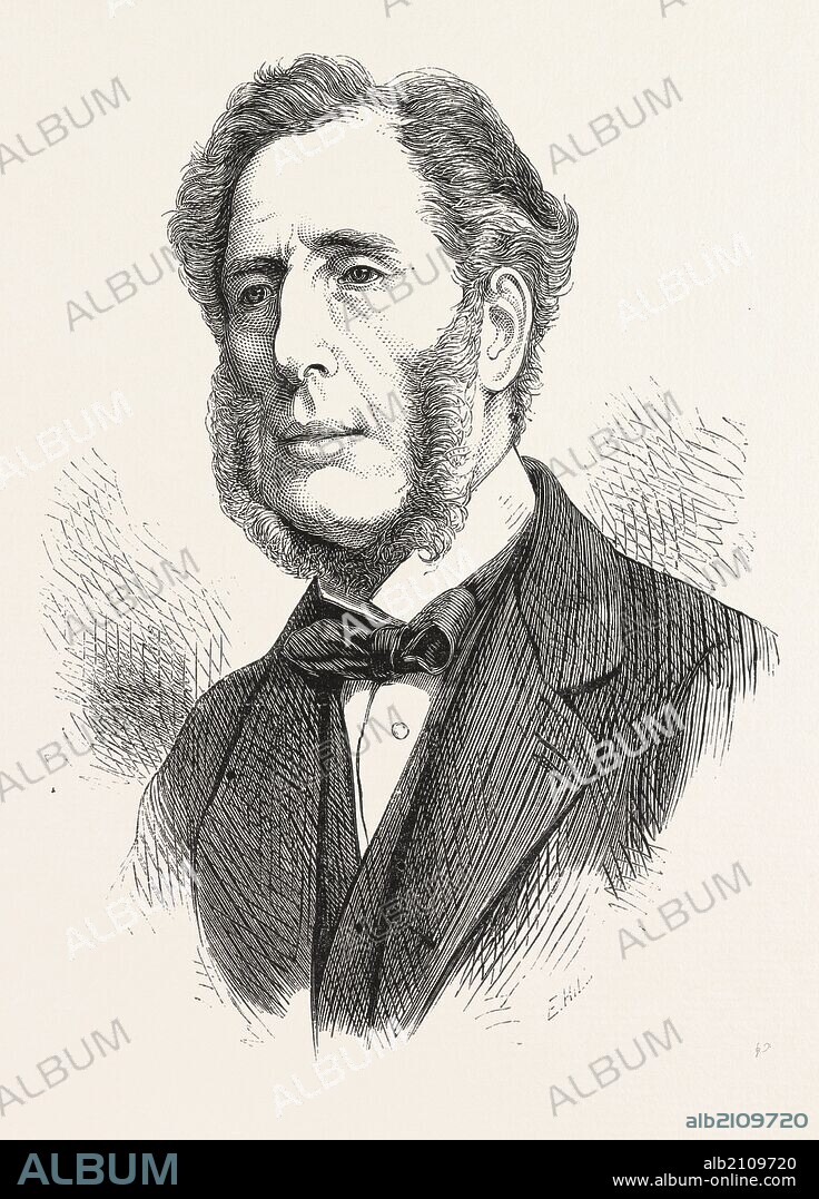 THE LATE MR. EDWARD HORSMAN, M.P., 1807 – 30 November 1876, was a British politician, ENGRAVING 1876, UK, britain, british, europe, united kingdom, great britain, european.