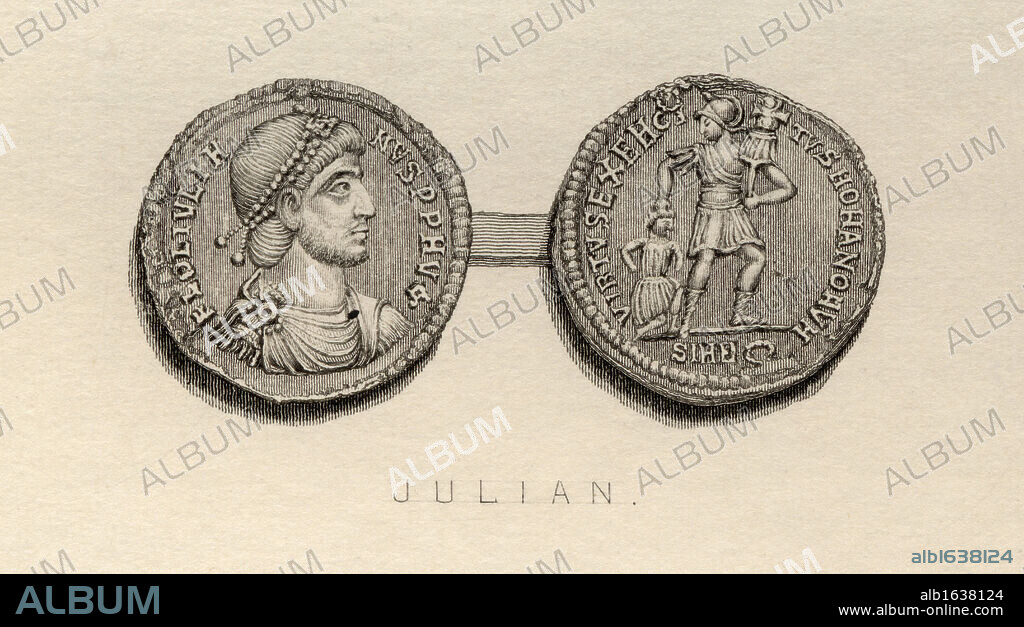 Coin from the time of Julian the Apostate, Flavius Claudius Julianus, A.D. 331-363. Roman Emperor.
