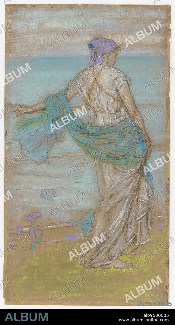 JAMES MCNEILL WHISTLER. Annabel Lee. Origin: United States. Drawing; chalk and pastel on brown paper. Date: 1885-1887.
