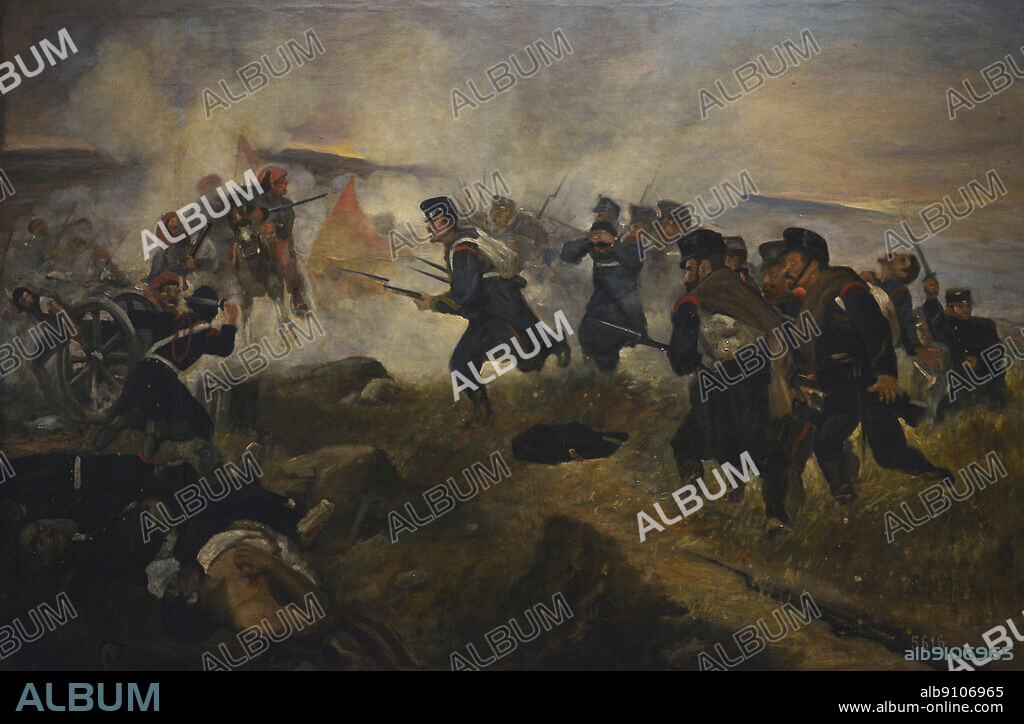 ANÓNIMO. Historia de España. Tercera Guerra Carlista (1872-1876). Batalla de Bocairente o Camorra (22 de diciembre de 1873). "Acción de Bocairente en la Guerra Carlista". Anónimo. Oleo sobre lienzo, 1873. Museo del Ejército. Toledo. España.