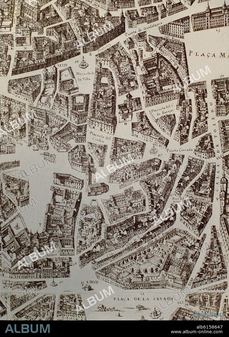 PEDRO TEIXEIRA (1592-1662) PEDRO TEXEIRA. PLANO MADRID (DE PLAZA CEVADA A PLAZA VILLA).