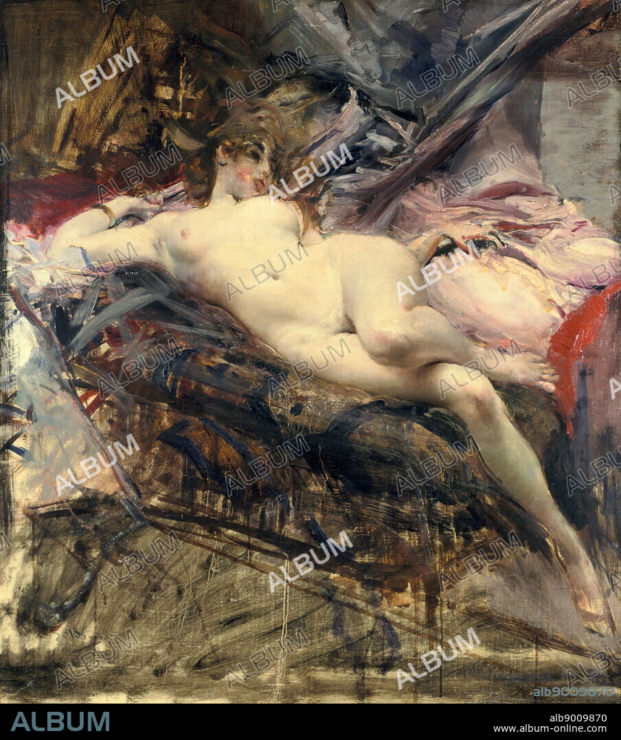 Reclining Nude', late 19th/early 20th century by Giovanni Boldini. From the collection of Marquis de Biron.
