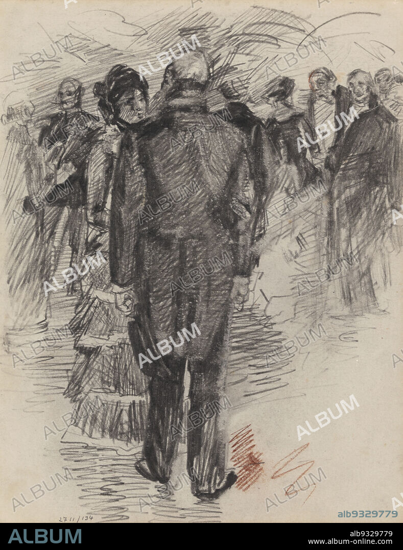 The conversation, James Ensor, circa 1880-1890, drawing, Belgian Art.