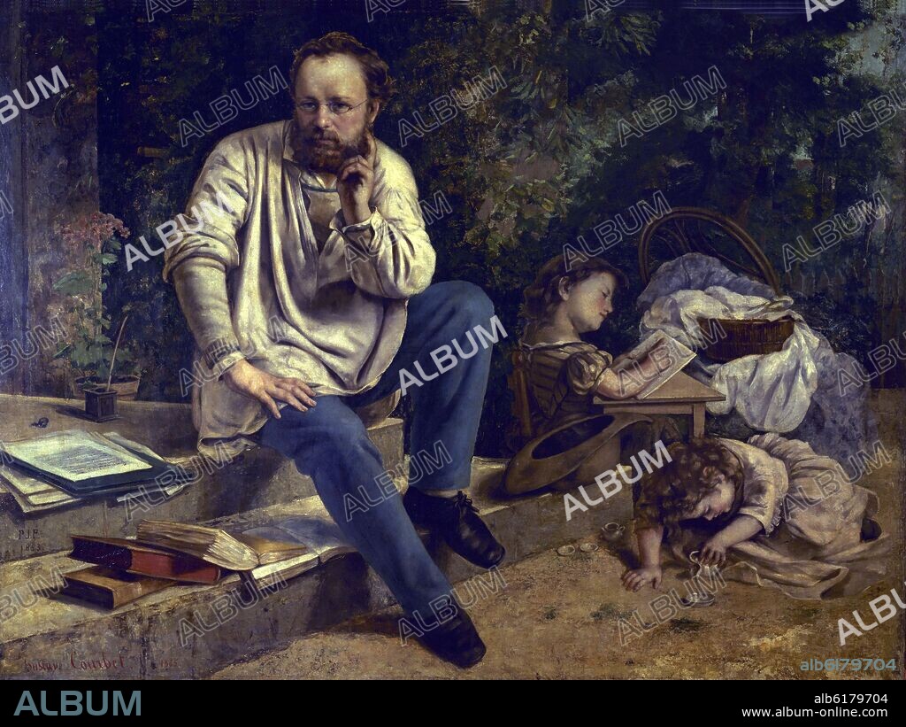 GUSTAVE COURBET. PROUDHON Y SUS HIJAS EN 1853 - 1865 - O/L - 147x198 - REALISMO FRANCES.