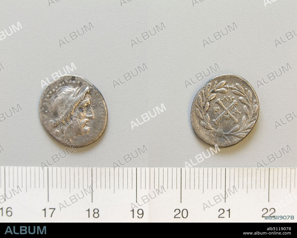 Mint: Achaean League, Coin from Elis, 191146 B.C., Silver, 2.36 g, 12:00, 16.8 mm, Made in Achaea, Greek, 2nd century B.C., Numismatics.
