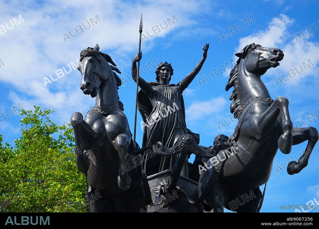 Thomas Thorneycroft's statue of Boadicea and her Daughters in London. Boudicca or Boudicca was a queen of the British Celtic Iceni tribe who led an uprising against the occupying forces of the Roman Empire in AD 60 or 61, and died shortly after its failure.