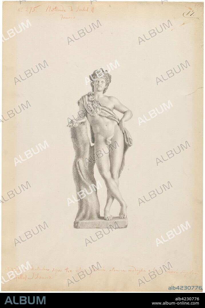 Eutichio Ajello / 'Sátiro en reposo (Fauno, según Ajello)'. Mediados del siglo XVIII. Lápiz sobre papel, 480 x 337 mm.