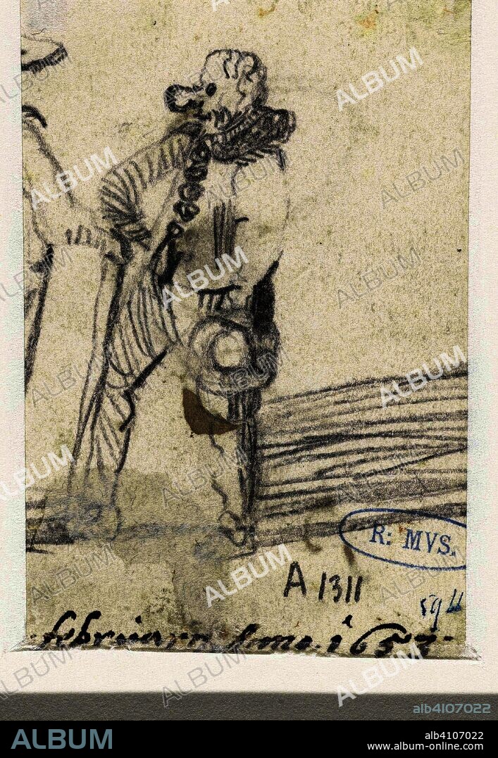 Man with a big nose (comedian?), Talking to another man. Draughtsman: Harmen ter Borch. Draughtsman: Moses ter Borch. Intermediary draughtsman: Harmen ter Borch. Dating: 9-Feb-1653. Place: Zwolle. Measurements: h 86 mm × w 61 mm.