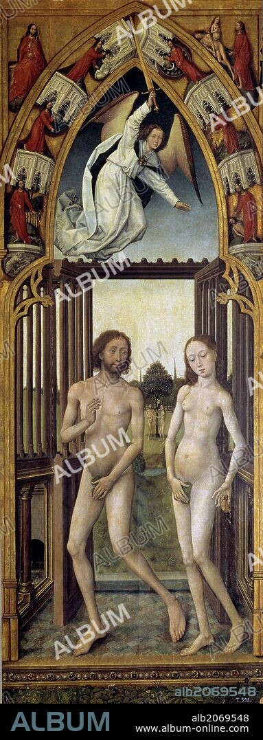 Vrancke van der Stockt / 'Tríptico de la Redención: Adán y Eva expulsados del Paraíso', 1455-1460, Escuela Flamenca, Óleo sobre Tabla, 195 cm x 77 cm, P01889.