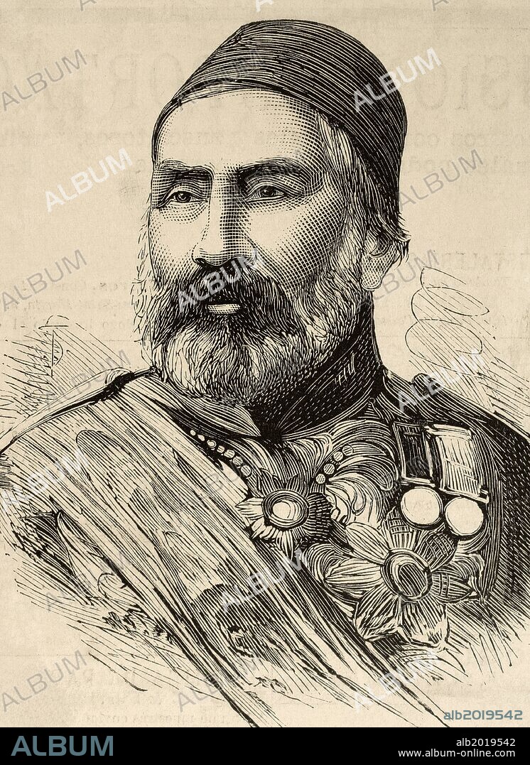 Abdulkerim Nadir Pasha (1809-1883). Turkish military. Engraving in The Spanish and American Illustration, 1877.