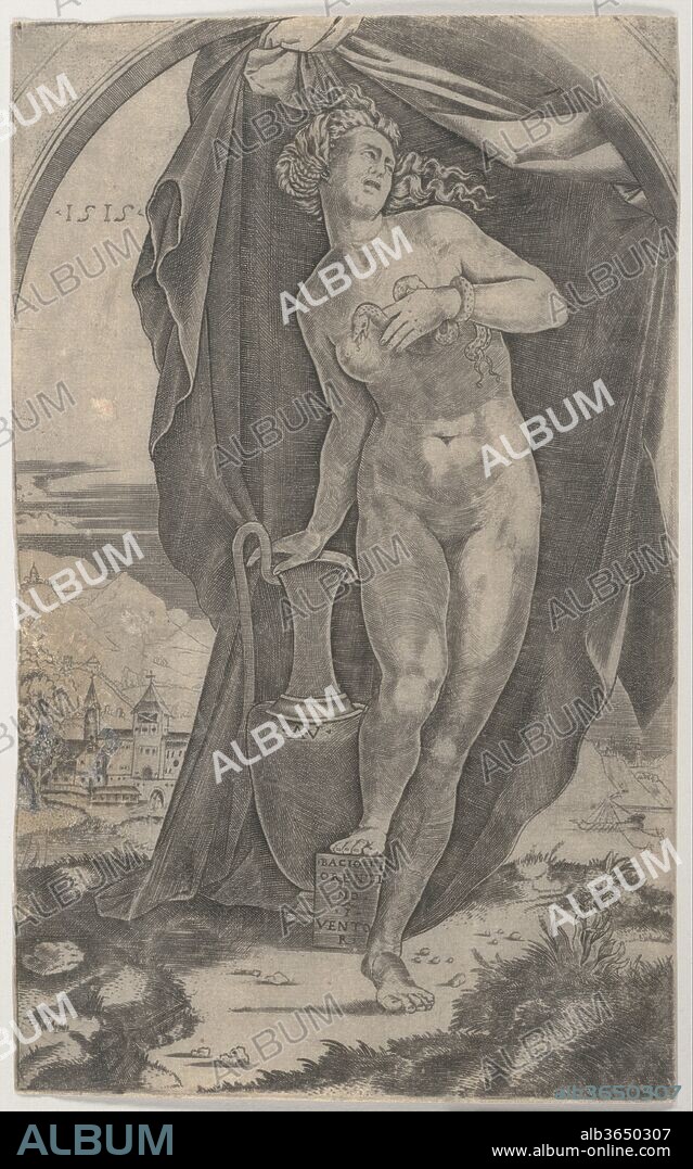Cleopatra. Artist: Agostino Veneziano (Agostino dei Musi) (Italian, Venice ca. 1490-after 1536 Rome); Designed by Baccio Bandinelli (Italian, Gaiole in Chianti 1493-1560 Florence). Dimensions: 8 9/16 x 5 5/16 in.  (21.8 x 13.5 cm). Date: dated 1515.