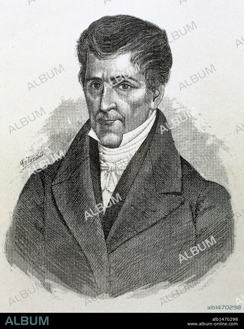 VALLE, José Cecilio del (1780-1834). Político y escritor hondureño. Grabado de "Americanos célebres" (1888) .