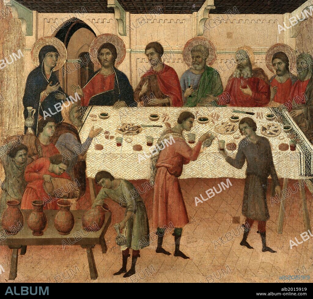 Duccio di Buoninsegna / 'Maestà - Public Life of Christ: The Wedding Feast of Cana', 1308-1311, Tempera and gold on wood, 43.5 x 46.5 cm.