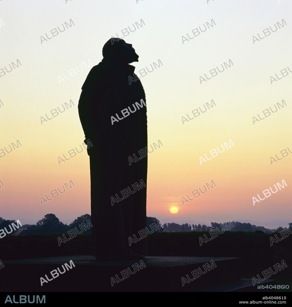 Statue of Danish astronomer Tycho Brahe at sunset, Uranienborg, Ven, Sweden. Considered to be the greatest pre-telescope observer, Brahe's (1546-1601) contributions to astronomy were enormous. Not only did he revolutionise astronomical instrumentation, by emphasising the importance of accuracy for the first time, but also profoundly changed observational practice. He was the first to observe the orbits of the moon and planets, and the first to make corrections for atmospheric refraction. He built an observatory, the Uranienborg, named after Urania, the muse of astronomy, on the island of Ven, which belonged to Denmark in Brahe's day.