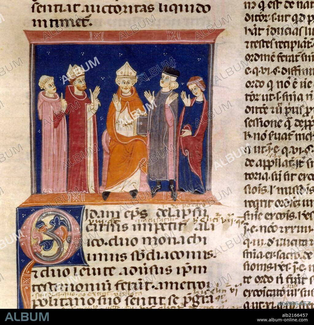 Miniatura del Decreto de Graciano (Decretum Gratiani), Ms.239. Siglo XII.