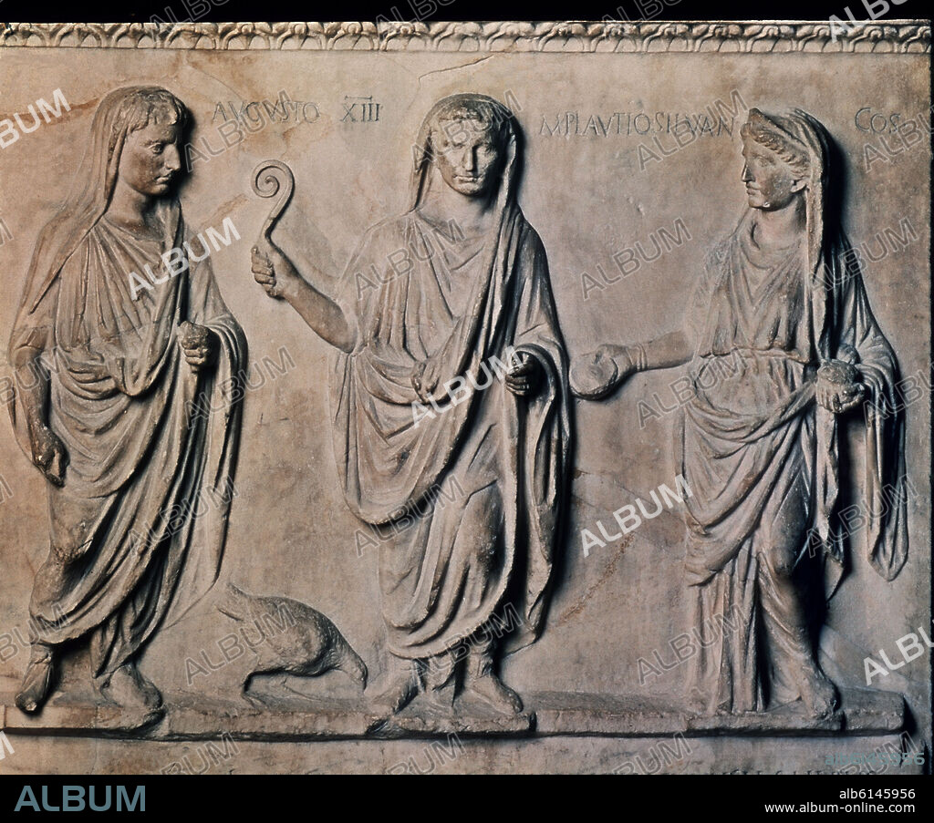 ARA DE LOS LARES DE AUGUSTO - ESCULTURA ROMANA -ALTORRELIEVE.