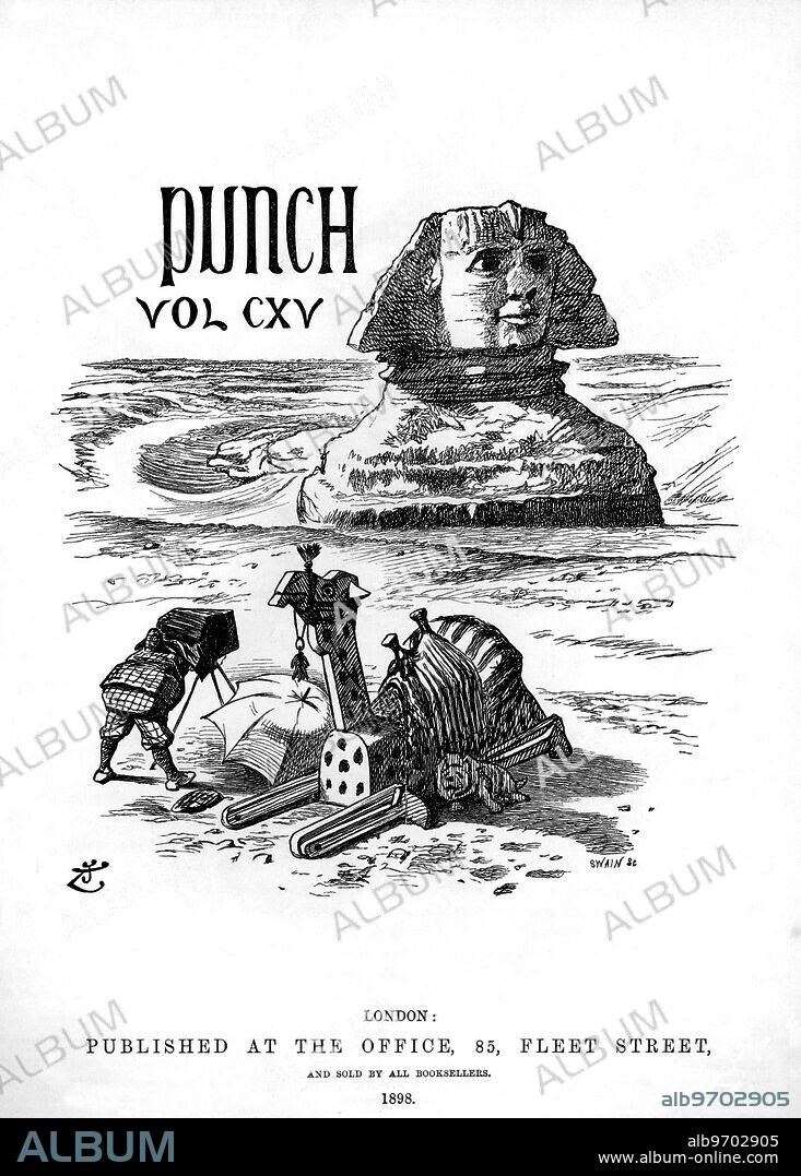 Punch or the London Charivari, December 31, 1898 - cartoon vol. CXV (one hundred and fifteenth volume) - London: Published at the office, 85 Fleet Street, and sold to all booksellers, 1898. Possible connection to The Battle of Omdurman, September 2, 1898 when General Horatio Kitchener led British and Egyptian troops to victory over Sudanese tribesmen led by Khalifa Abdullah al-Taashi, thus establishing British dominance in the Sudan. ©TopFoto.