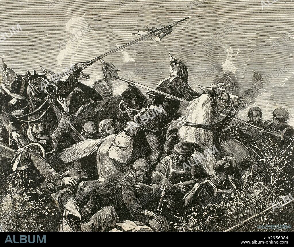 TERCERA GUERRA CARLISTA (1872-1876). Lucha entre carlistas y tropas liberales. Grabado. (LA RESTAURACION, 1875-1885). España.