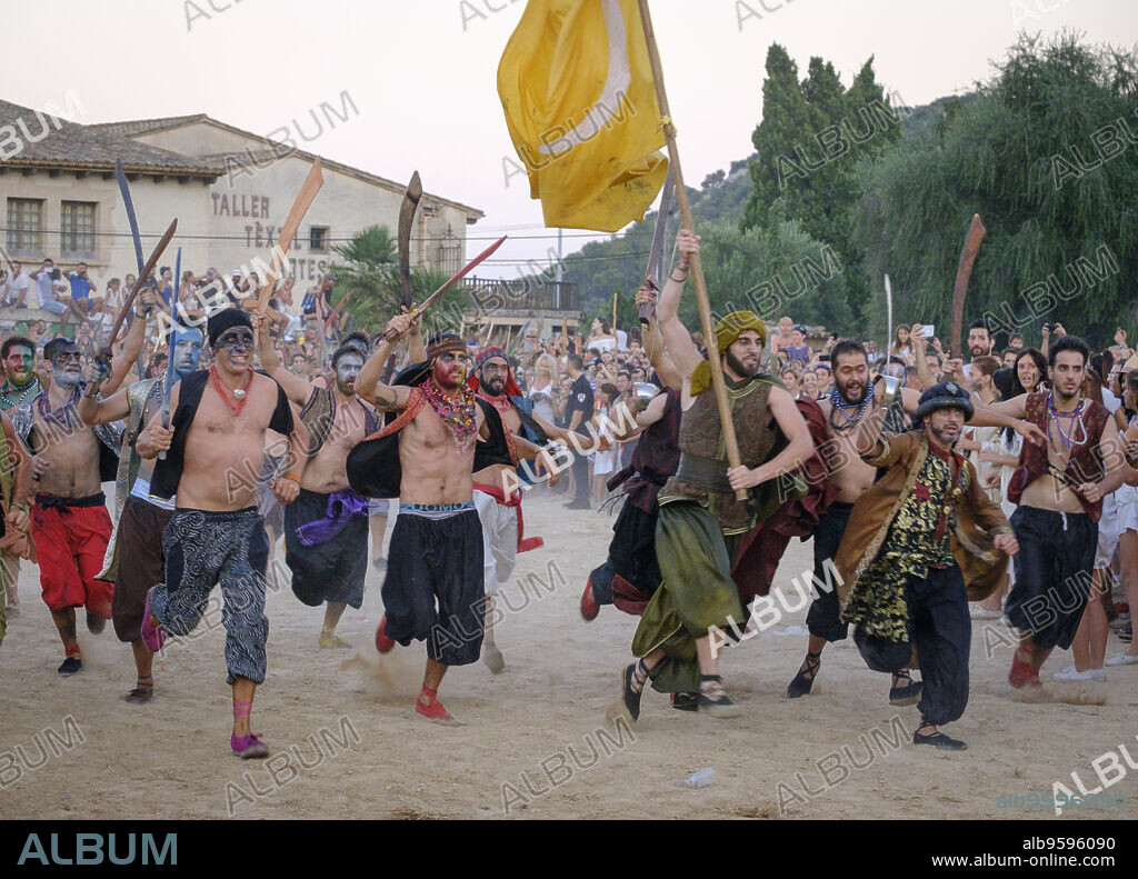 ataque de Dragut, batalla entre moros y cristianos, fiestas de la patrona, pollença, Mallorca, balearic islands, spain, europe.