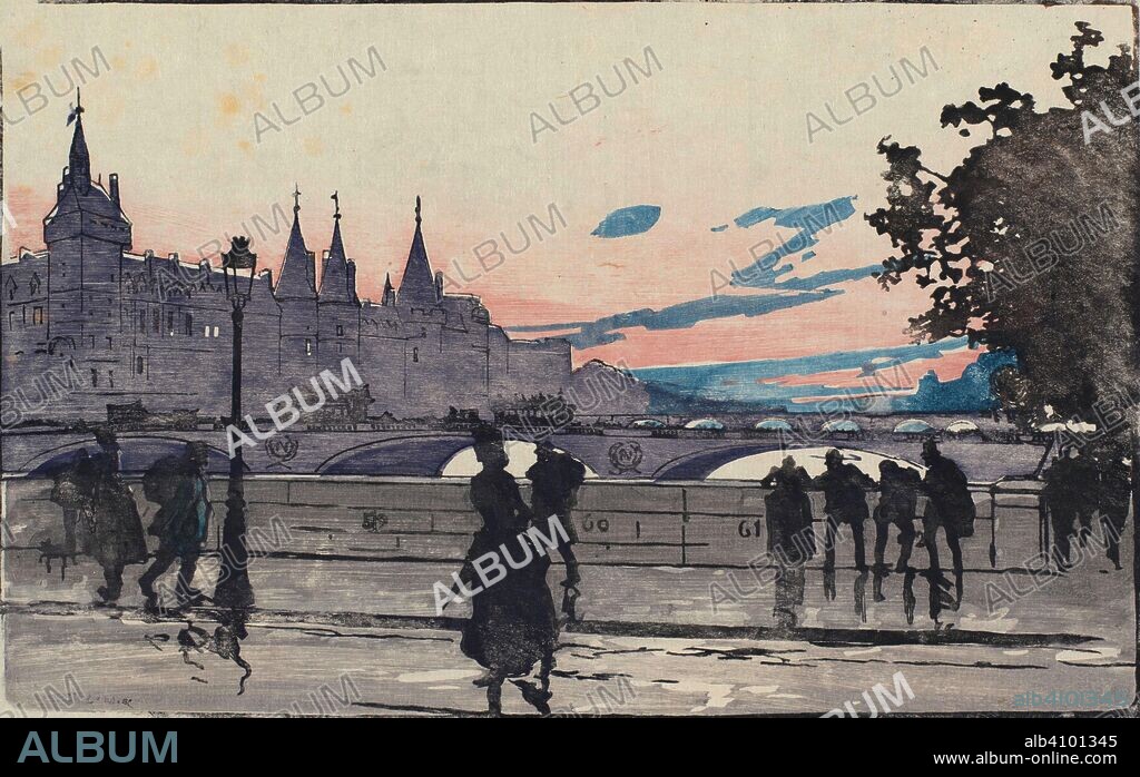 AUGUSTE LEPÈRE. The Palais de Justice, Seen from the Pont Notre-Dame (Le Palais de Justice, vu du Pont Notre-Dame). Dimensions: 24.3 cm x 33.7 cm, 19.1 cm x 30.2 cm.
