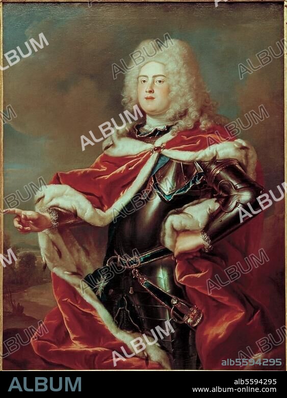 August III., König von Polen, als Friedrich August II. Kurfürst von Sachsen. Sohn Augusts des Starken; Dresden. 17.10.1696 - ebd. 5.10.1763. Porträt als Kronprinz. Kopie, 1745, von Anton Raphael Mengs. (1728-1779) nach dem Gemälde, 1718, von Louis de Silvestre d. J. (1675-1760). Öl auf Leinwand, 148 × 117 cm. Inv. G 261. Bayreuth, Neues Schloß.