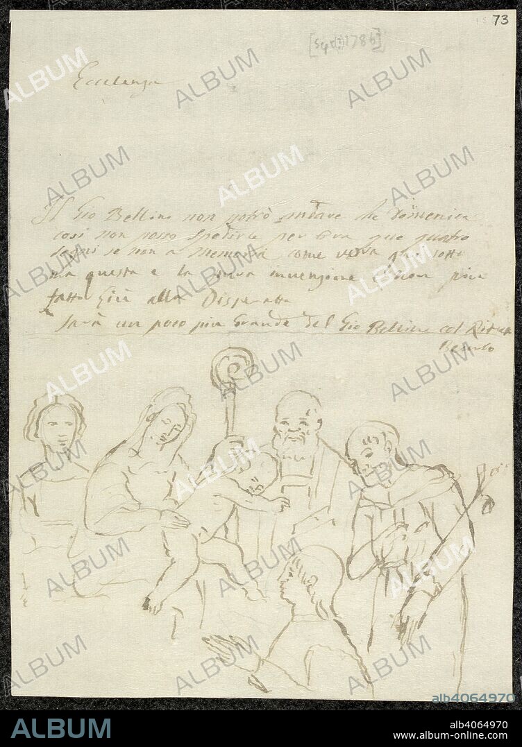 Sketch of old master painting from Letters from Giovanni Maria Sasso. Letters from Giovanni Maria Sasso, Italian artist and dealer,. ff. 31-85. Letters from Giovanni Maria Sasso, Italian artist and dealer, with sketches of old master paintings, manuscript lists of paintings in Sasso's hand, etc.; 20 Jan. 1775 (1785?) - 17 Oct. 1786, n.d. Source: Add. 60537 f.73.
