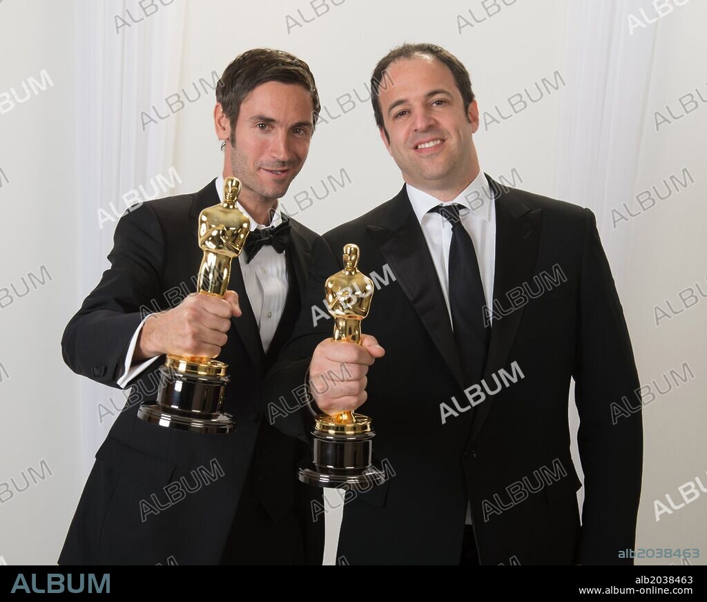 Feb 24, 2013 - Hollywood, California, U.S. - After winning the category best documentary feature for 'Searching for Sugar Man' documentarians MALIK BENDJELLOUL and SIMON CHINN pose backstage with the Oscar during the live ABC Telecast of The Oscars from the Dolby Theatre in Hollywood, Sunday. 24/02/2013