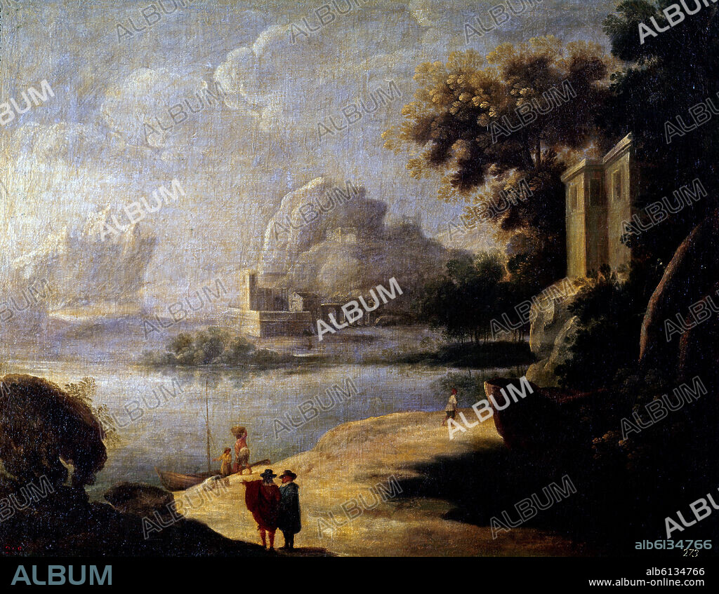 BARTOLOMÉ ESTEBAN MURILLO. PAISAJE - SIGLO XVII - OLEO/LIENZO - 95x123 cm - BARROCO ESPAÑOL - NP 1006.