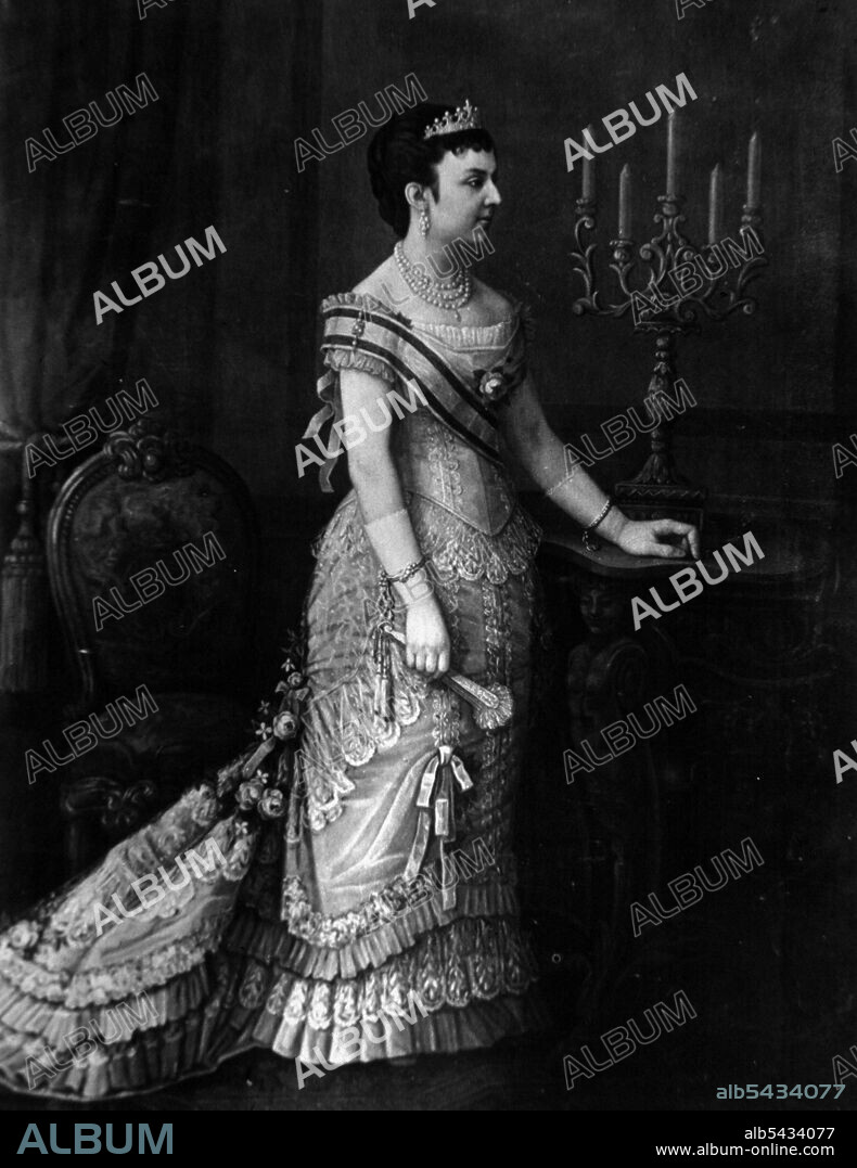 MARIA DE LAS MERCEDES ORLEANS Y BORBON. REINA DE ESPAÑA. SEVILLA 1860 - 1878. PRIMERA ESPOSA DE ALFONSO XII. GRABADO RETRATO.