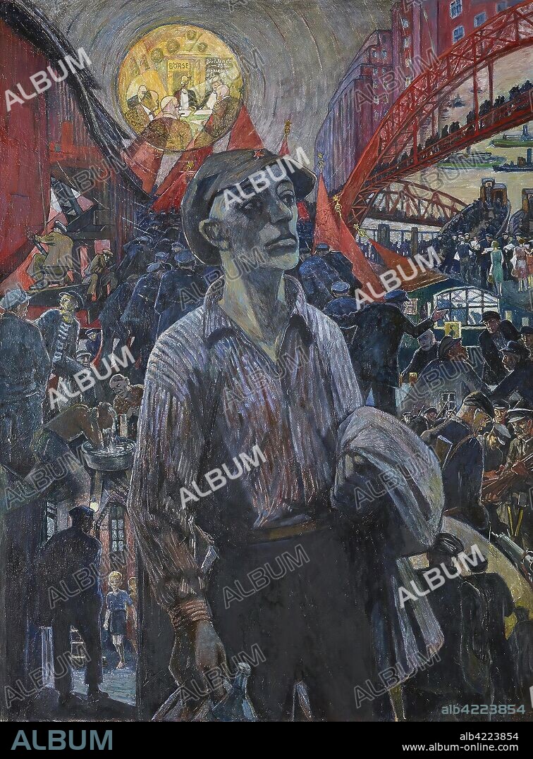 HEINRICH JOHANN VOGELER. 'Worker of a Hamburg Shipyard (Hamburg Comrade)'. Germany, 1928. Dimensions: 119x90 cm.