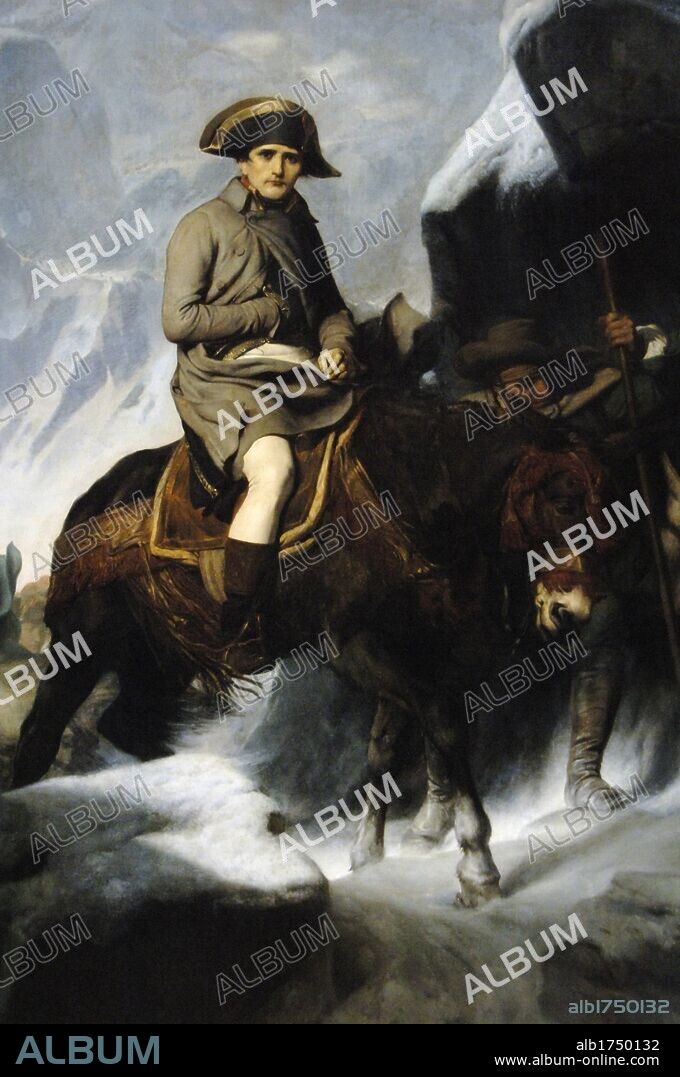 Bonaparte Crossing the Alps, 1848-1850,  by French painter Paul Delaroche (1797-1856). Oil on canvas. Museum of Louvre. Pais. France.