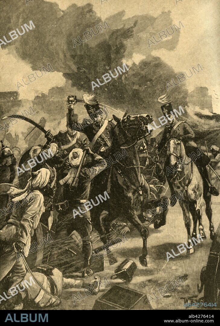 British General Joseph Thackwell at the Battle of Sobraon, Punjab, India, First Anglo-Sikh War, 1846 (c1890).From "Cassell's History of England - Special Edition, Vol. V [Cassell and Company, Limited, London, Paris, New York & Melbourne, c1890].