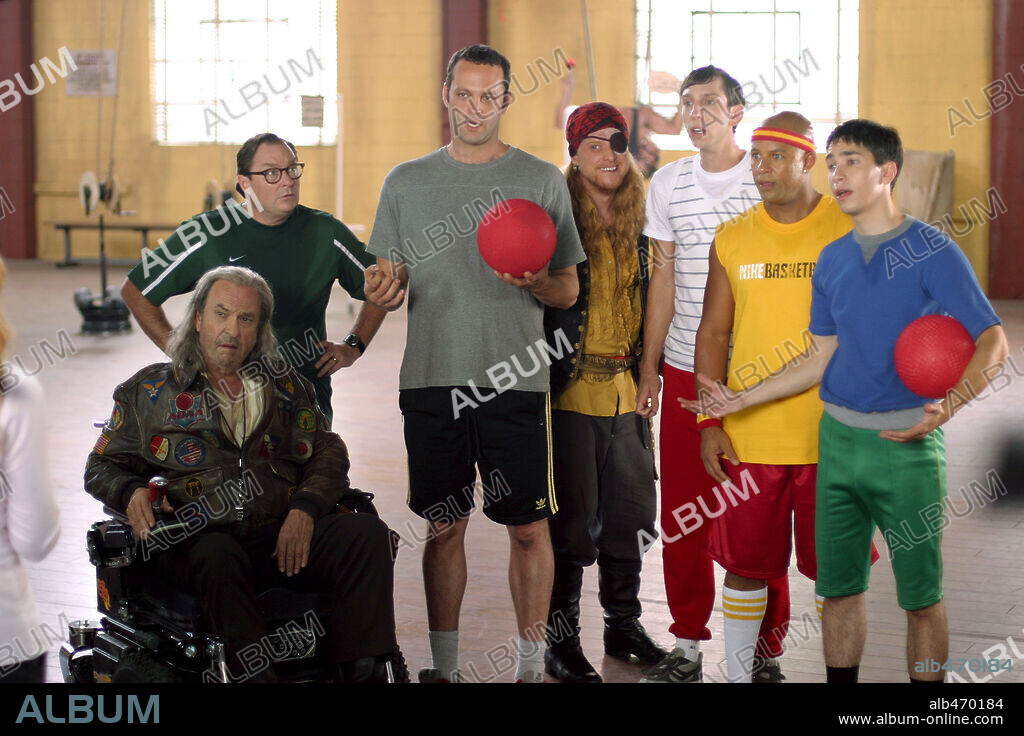 ALAN TUDYK, CHRIS WILLIAMS, JOEL MOORE, JUSTIN LONG, RIP TORN, STEPHEN ROOT and VINCE VAUGHN in DODGEBALL: A TRUE UNDERDOG STORY, 2004, directed by RAWSON MARSHALL THURBER. Copyright 20TH CENTURY FOX / BENNETT, TRACY.
