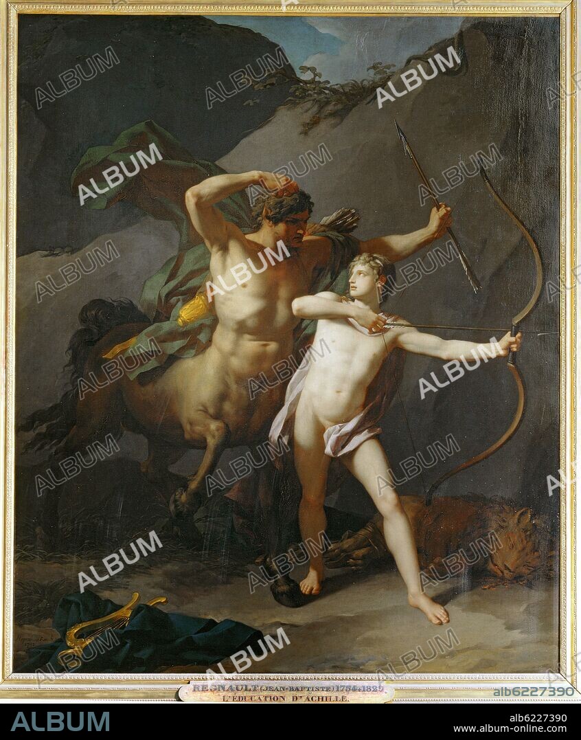 JEAN-BAPTISTE REGNAULT. L'Éducation d'Achille par le centaure Chiron - The education of Achilles with the centaur Chiron. 1782. 
Canvas, 261cm x 215cm. 
INV. 7382.