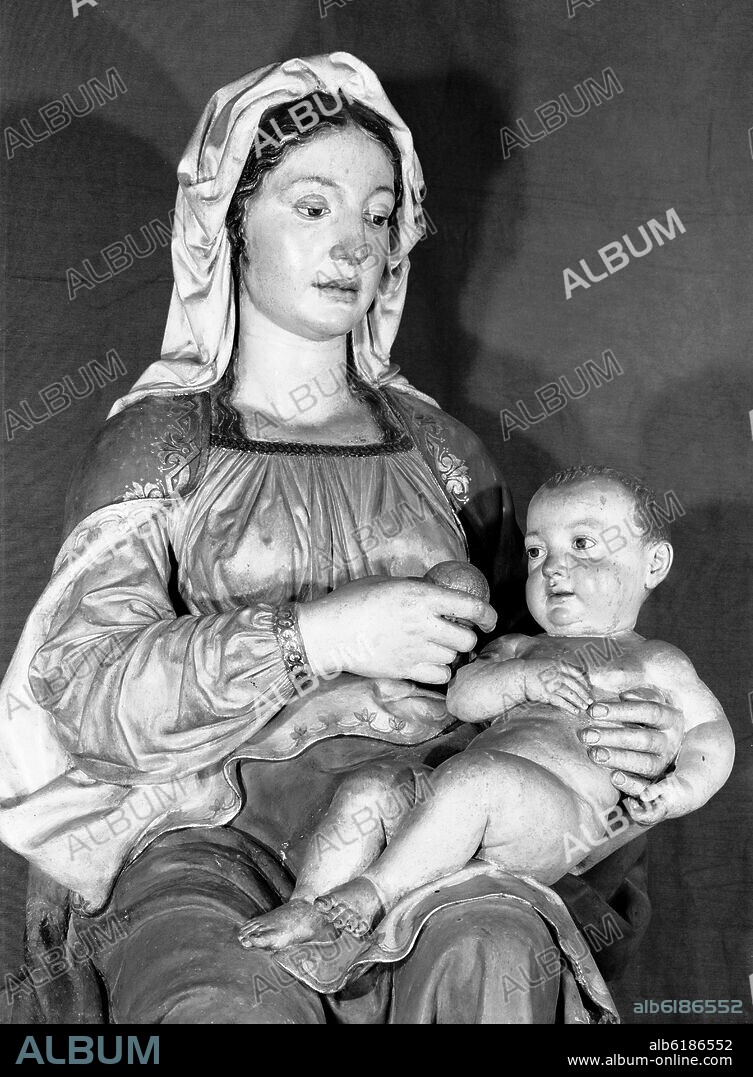 PIETRO TORRIGIANO O TORRIGIANI (1472-1528). VIRGEN DE BELEN - SIGLO XVI -  ESCULTURA EN BARRO COCIDO Y POLICROMADO.