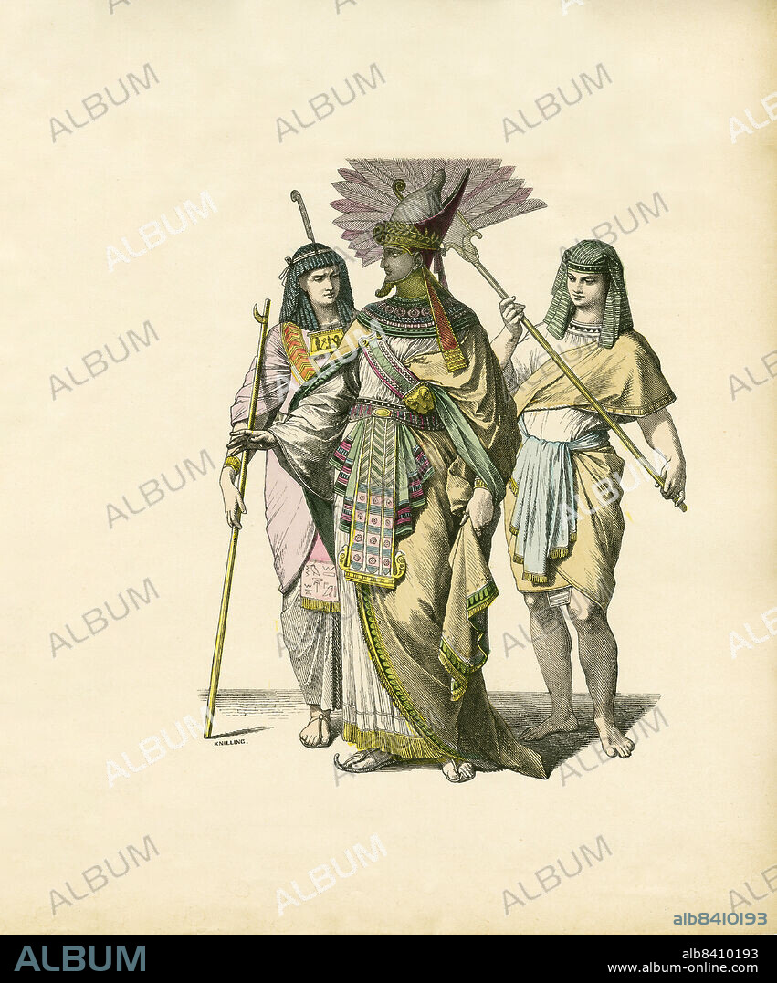Egyptian Court Official, Egyptian King, Fanbearer, Ancient Near East, Illustration, The History of Costume, Braun & Schneider, Munich, Germany, 1861-1880.