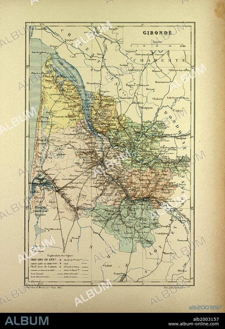 MAP OF GIRONDE, FRANCE.
