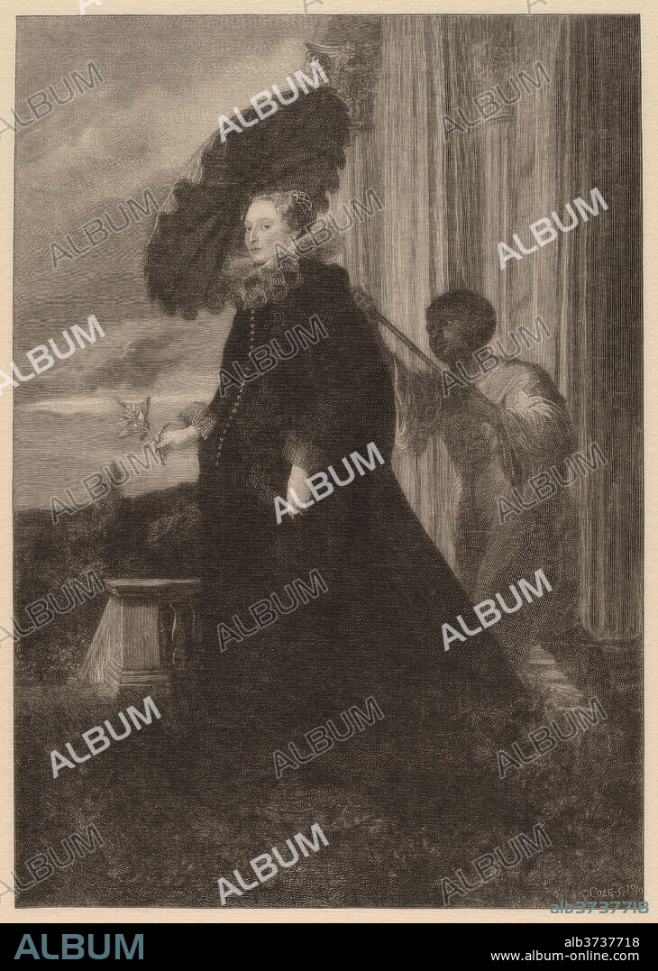 TIMOTHY COLE AFTER SIR ANTHONY VAN DYCK. Marchesa Elena Grimaldi, Wife of Marchese Nicola Cattaneo. Dated: 1910 (published 1911). Dimensions: image: 18.7 x 13.2 cm (7 3/8 x 5 3/16 in.)  sheet: 29.2 x 22 cm (11 1/2 x 8 11/16 in.). Medium: wood engraving on japan paper.