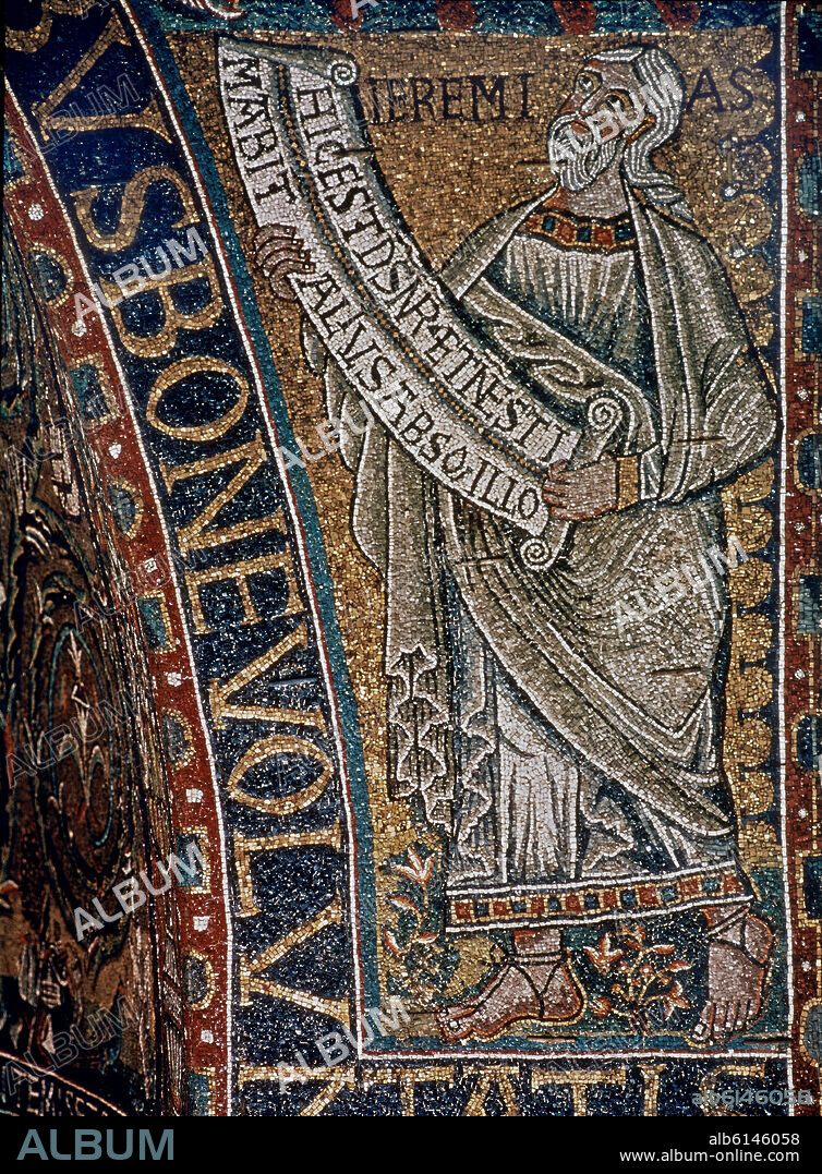 EL PROFETA JEREMIAS - DETALLE DEL MOSAICO DEL ABSIDE DE LA BASILICA DE SAN CLEMENTE - SIGLO XII.