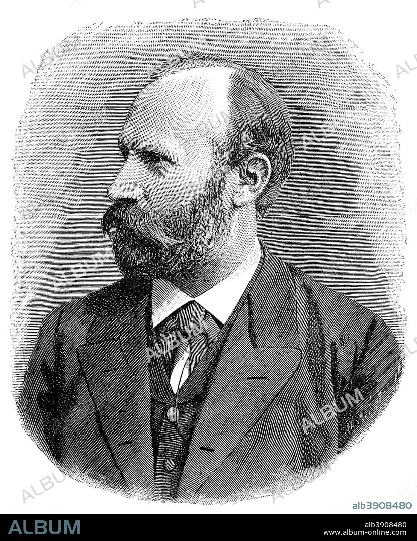 Heinrich Wilhelm Gottfried von Waldeyer-Hartz, 6 October 1836, 23 January 1921, a German anatomist, famous for consolidating the neuron theory of organization of the nervous system and for naming the chromosome, Professor and doctor, woodcut from the year 1888, Germany, Europe.