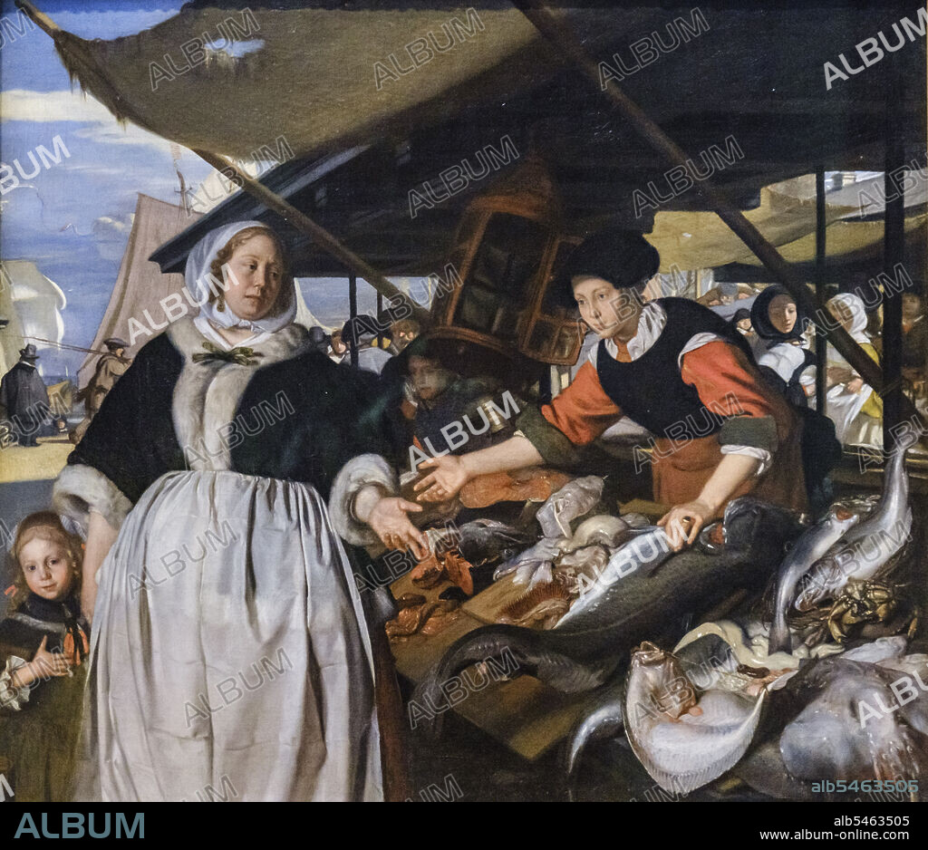 Emanuel de Witte, Adriana van Heusden and Doughter at the fishmarket, 1662, oil on canvas, National Gallery, London, England, Great Britain.