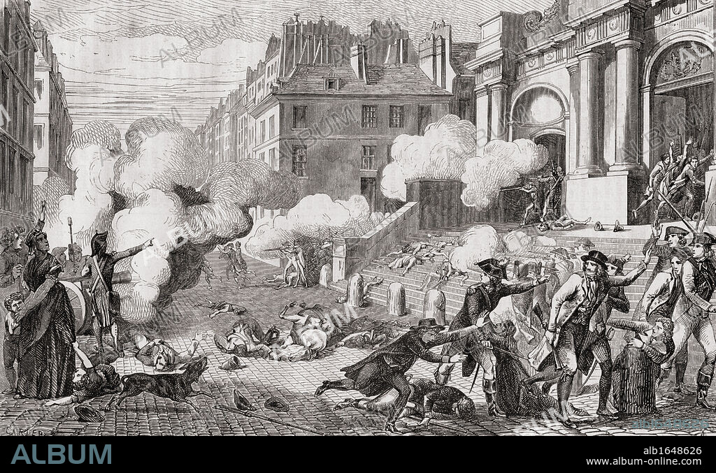 Insurrection of the day of 13 Vendemiaire, year III, 5 October 1795. Copied from a contemporary print. From "Histoire de la Revolution Francaise" by Louis Blanc.