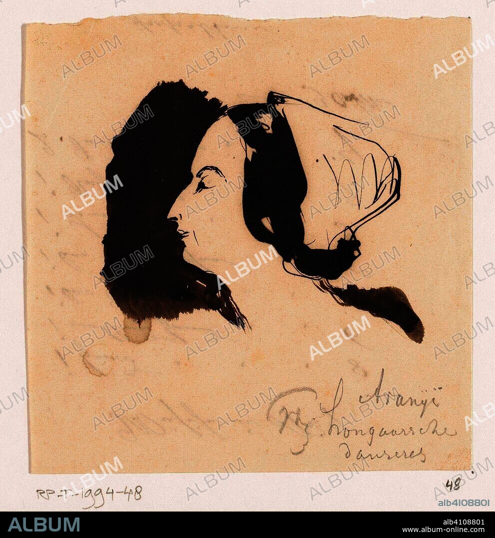 Women's head, in profile to the left. Draughtsman: Johannes Tavenraat. Dating: 1819 - 1881. Measurements: h 108 mm × w 106 mm.