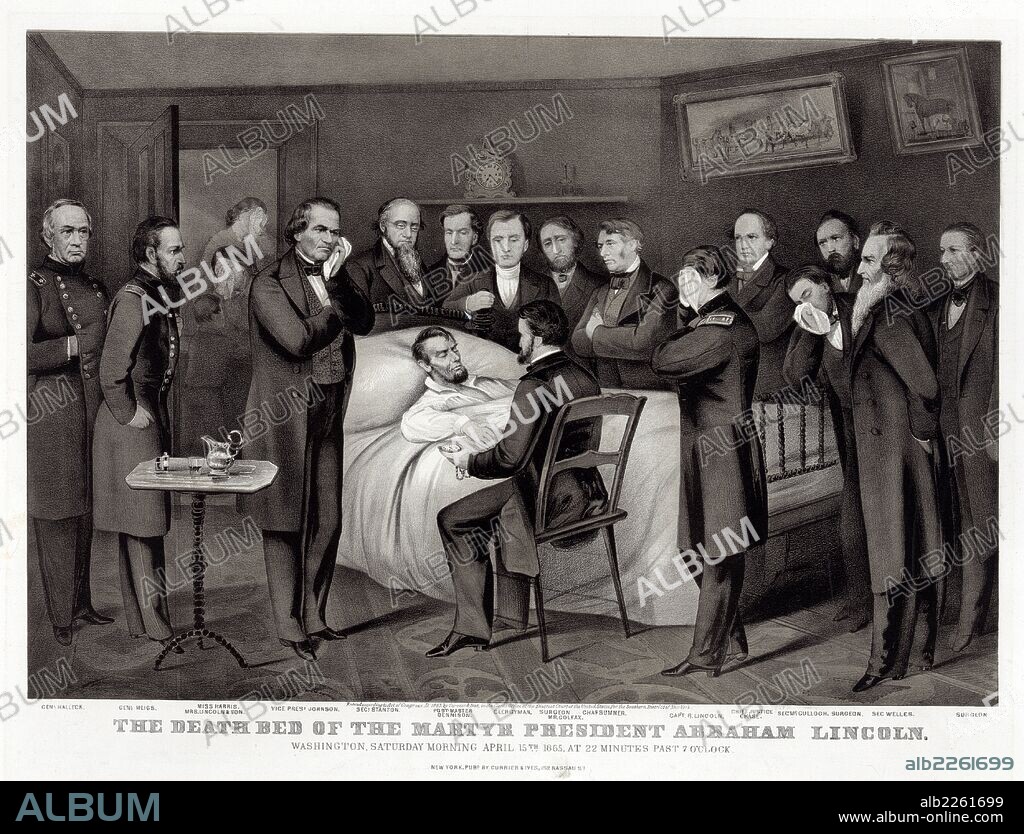 The death bed of martyr President Abraham Lincoln.