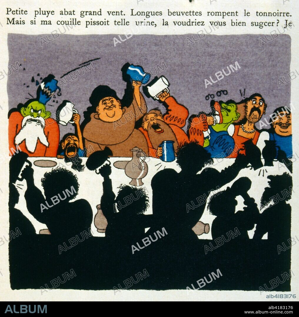 Illustration from 'Gargantua', 1931, by François Rabelais. illustrations by Dubout.