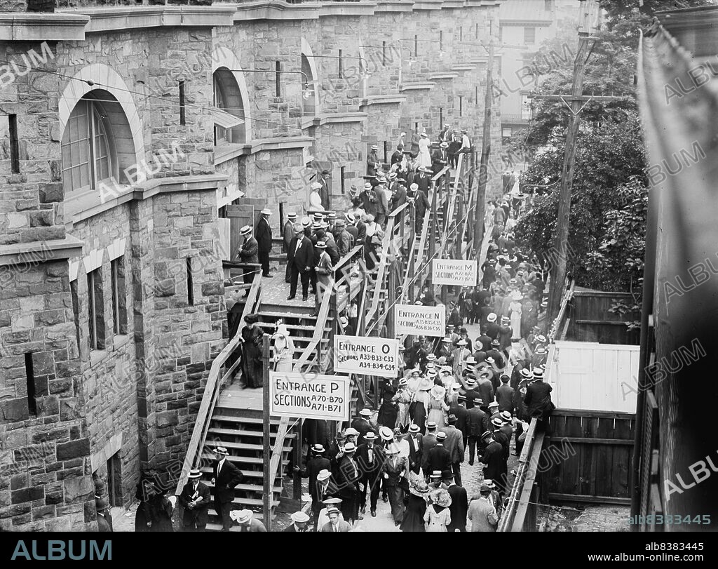 HARRIS & EWING. Fifth Regiment Armory, Baltimore, Maryland - Exterior Scenes During Democratic National Convention, 1912.