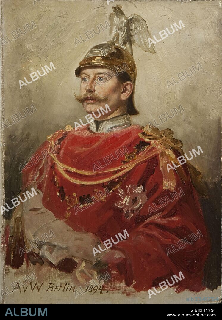 ANTON VON WERNER. Portrait of German Emperor Wilhelm II (1859-1941), King of Prussia.