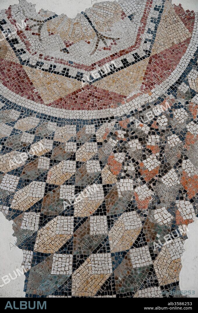 Roman mosaics, 1st century BC, in the Roman Villa of Torre Llauder or Can Llauder, Mataró, Barcelona, Catalonia, Spain.