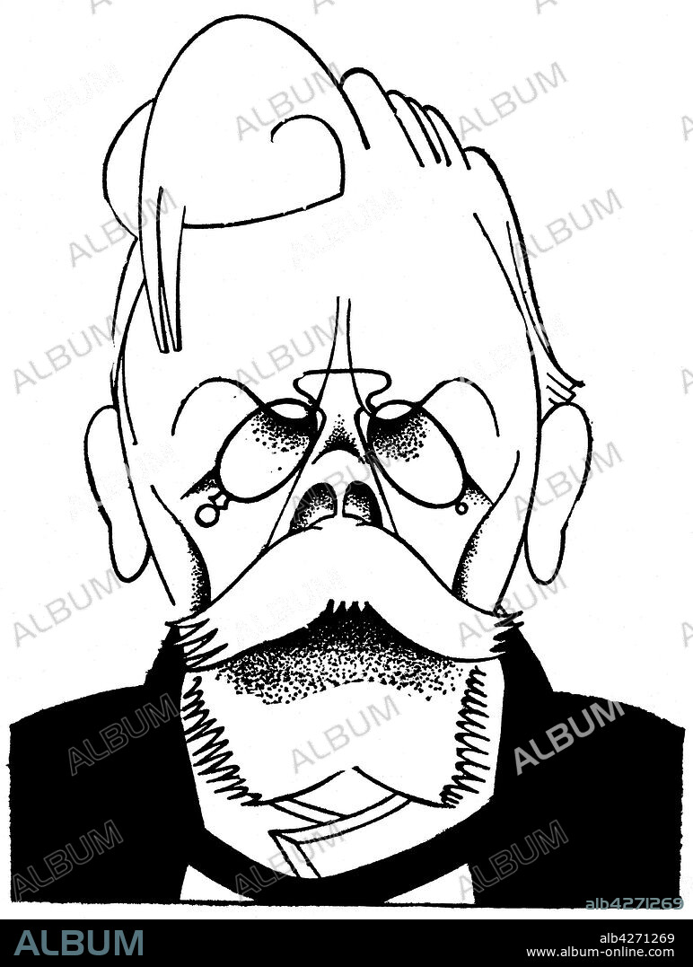 Angel Guimerá Jorge (1845-1924), dramaturgo, político y poeta catalán. Caricatura. Año 1936.