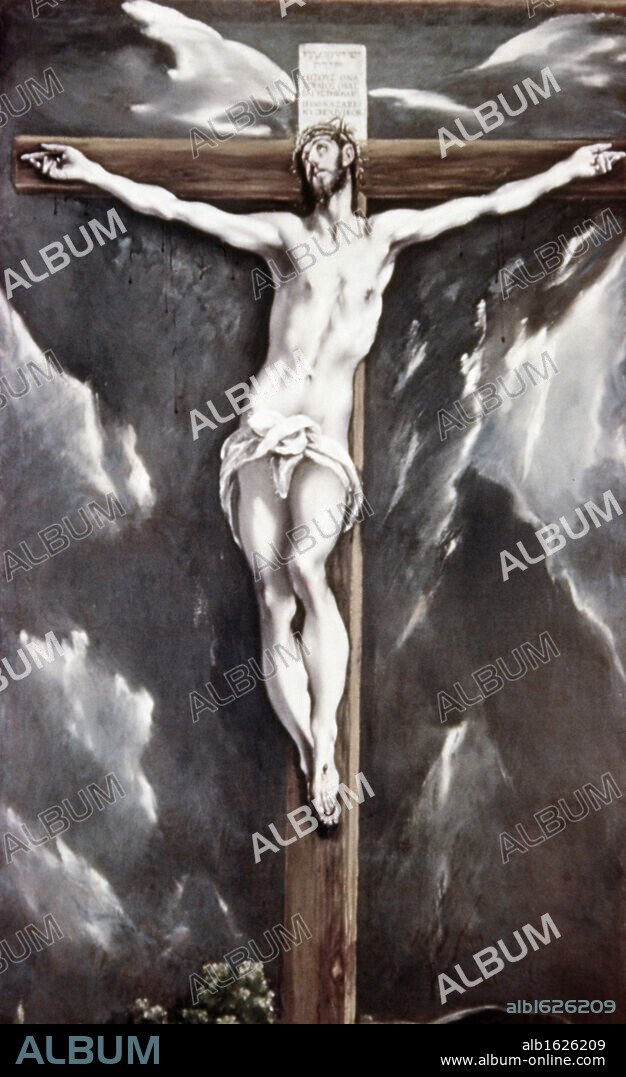 Christ With the Cross,  El Greco (1541-1614/Greek) Museo de Art de Cataluna,  Barcelona,  Spain.